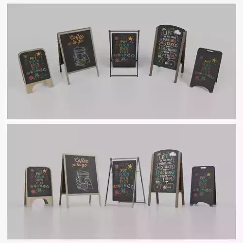 Customizable Contemporary Retail and Boutique Signs 3D Model Collection