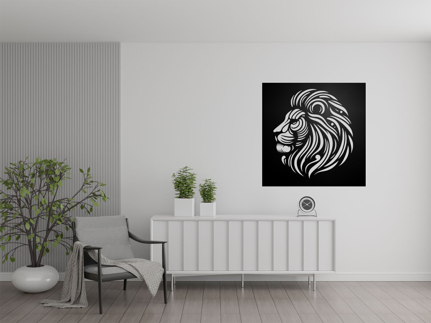 Stylized Lion Head Wall Decor 3D print model_2