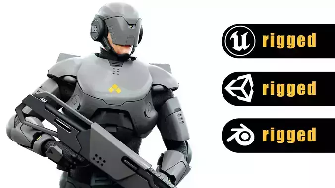 CYBORG SOL-80 Rigged for Unreal Engine - Unity - MIXAMO 3D model