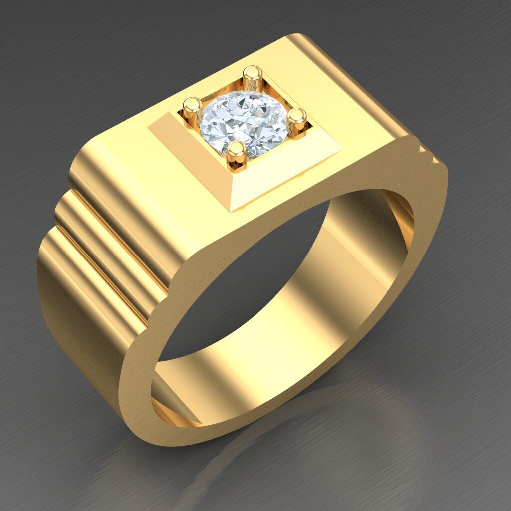 Top Diamond Men Ring STL 3DM 2MR088 3D model_1