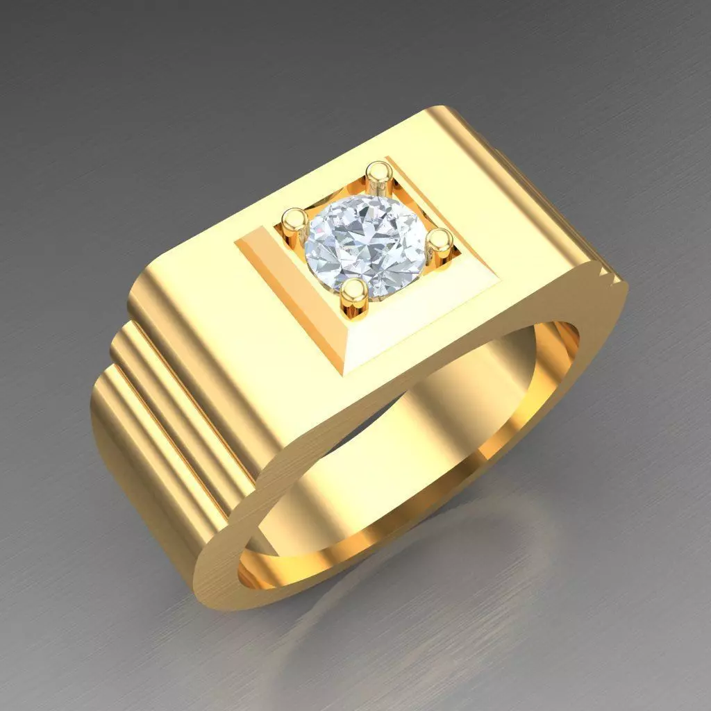 Top Diamond Men Ring STL 3DM 2MR088 3D model_0