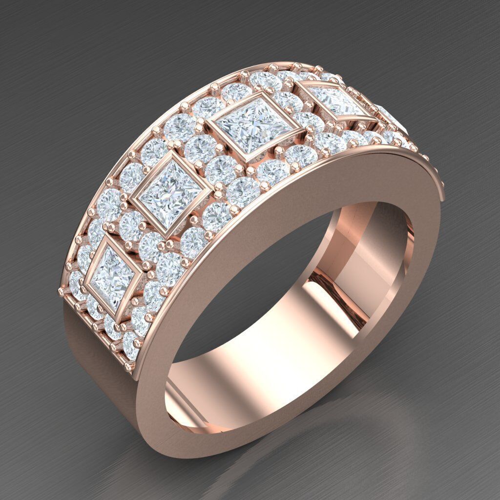 Top Diamond Men Ring STL 3DM 2MR086 3D model_4