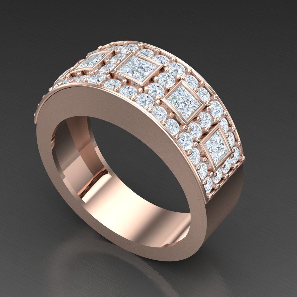 Top Diamond Men Ring STL 3DM 2MR086 3D model_7