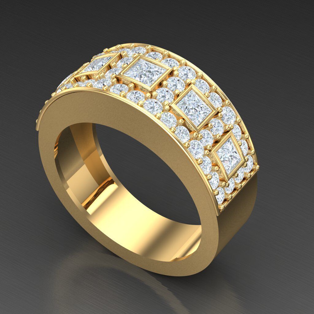 Top Diamond Men Ring STL 3DM 2MR086 3D model_8