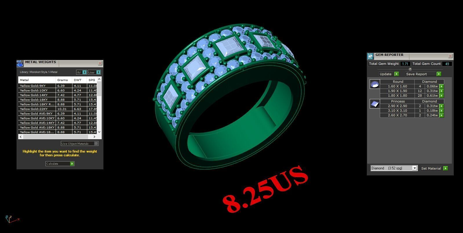 Top Diamond Men Ring STL 3DM 2MR086 3D model_2