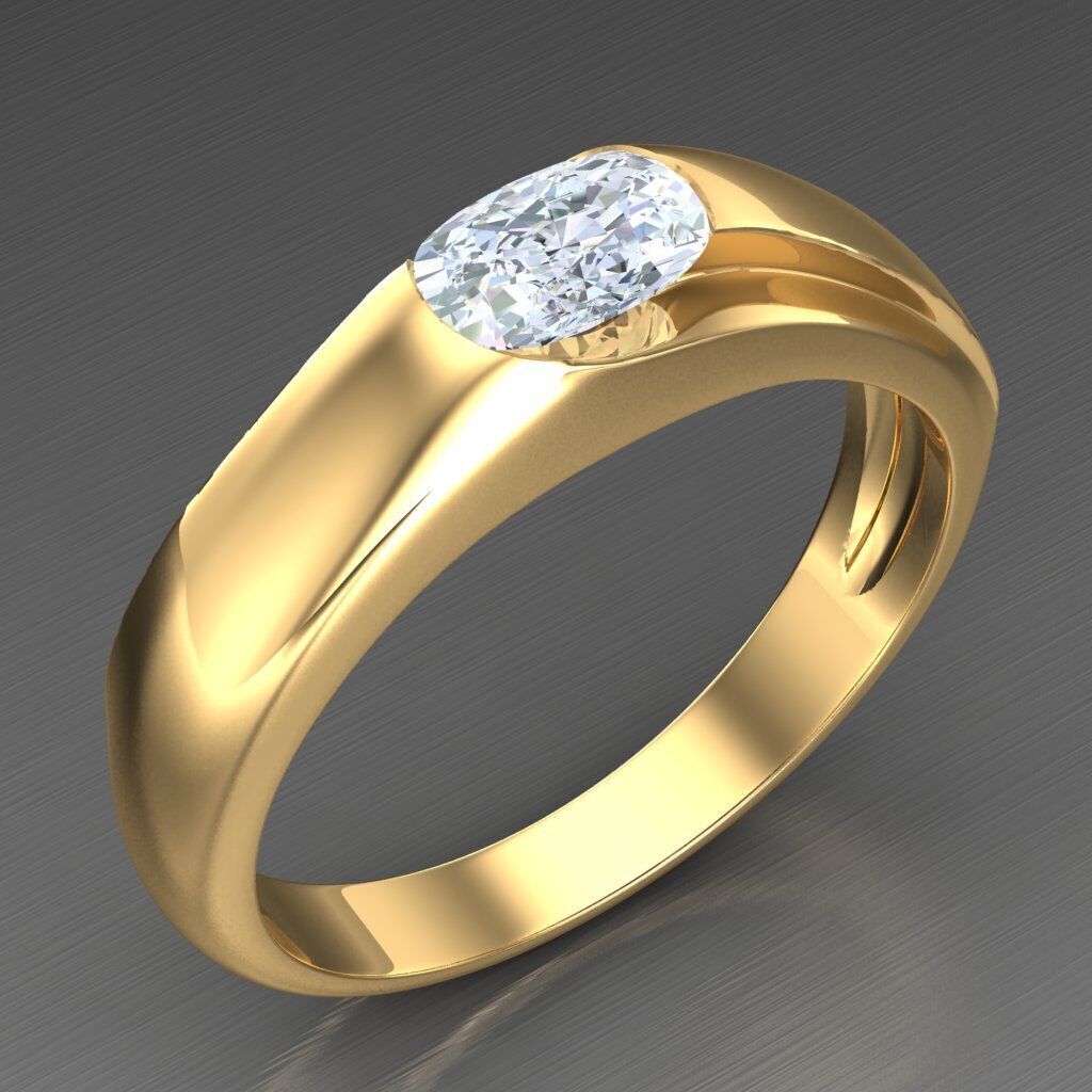 Top Diamond Men Ring STL 3DM 2MR055 3D model_1