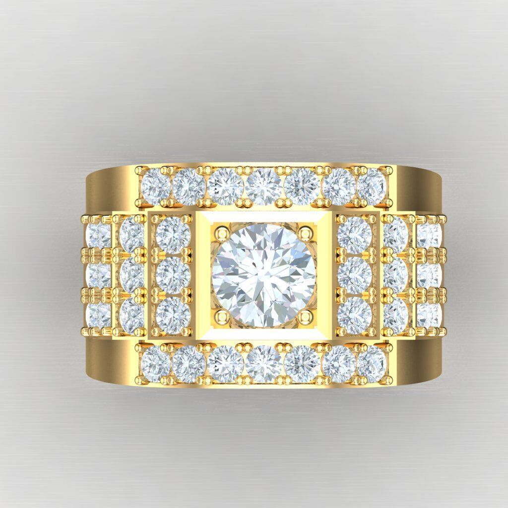 Top Diamond Men Ring STL 3DM 2MR034 3D model_10