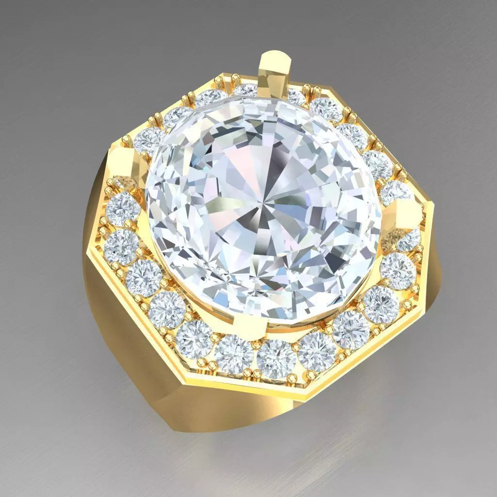 Top Diamond Men Ring STL 3DM 2MR032 3D model_0