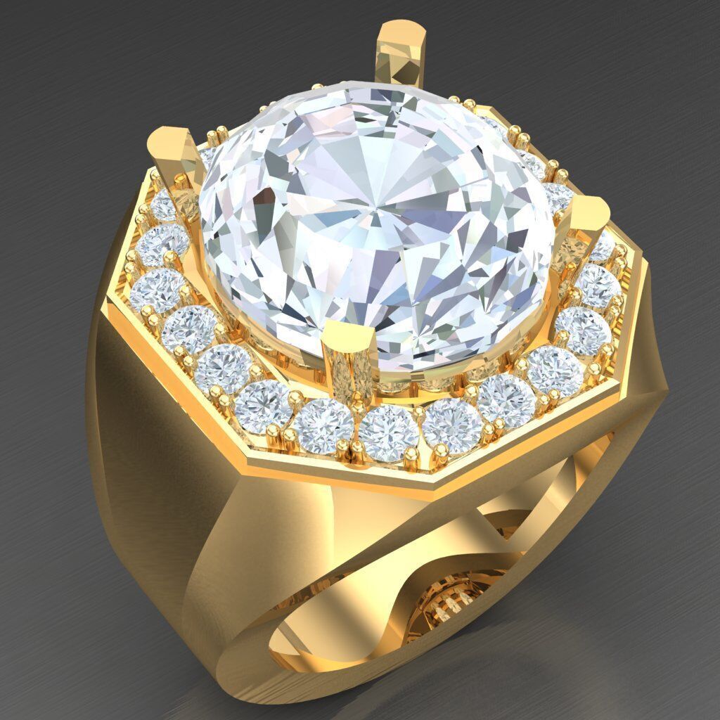 Top Diamond Men Ring STL 3DM 2MR032 3D model_1