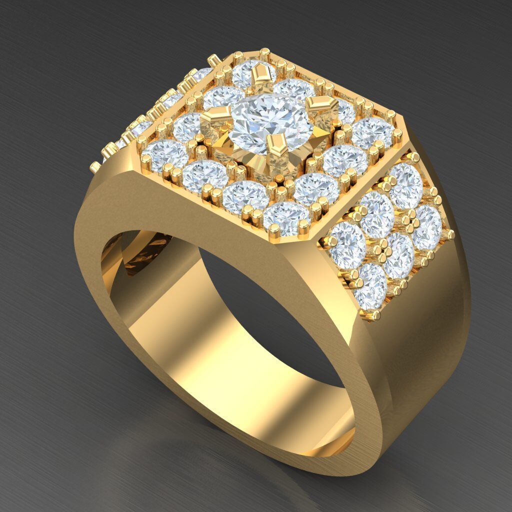 Top Diamond Men Ring STL 3DM 2MR029 3D model_8