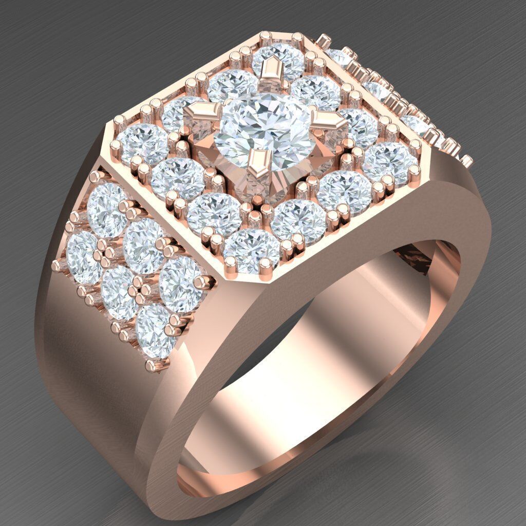 Top Diamond Men Ring STL 3DM 2MR029 3D model_4