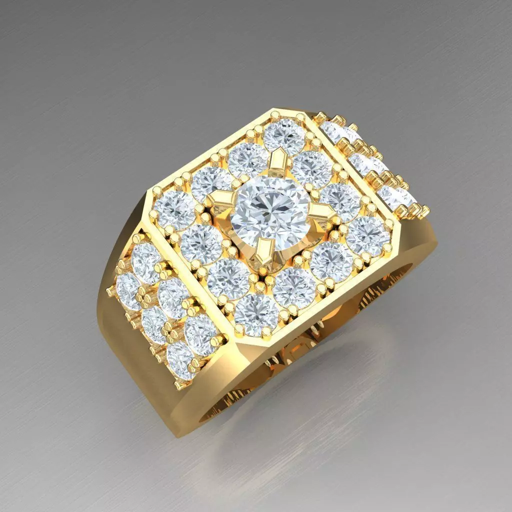 Top Diamond Men Ring STL 3DM 2MR029 3D model_0