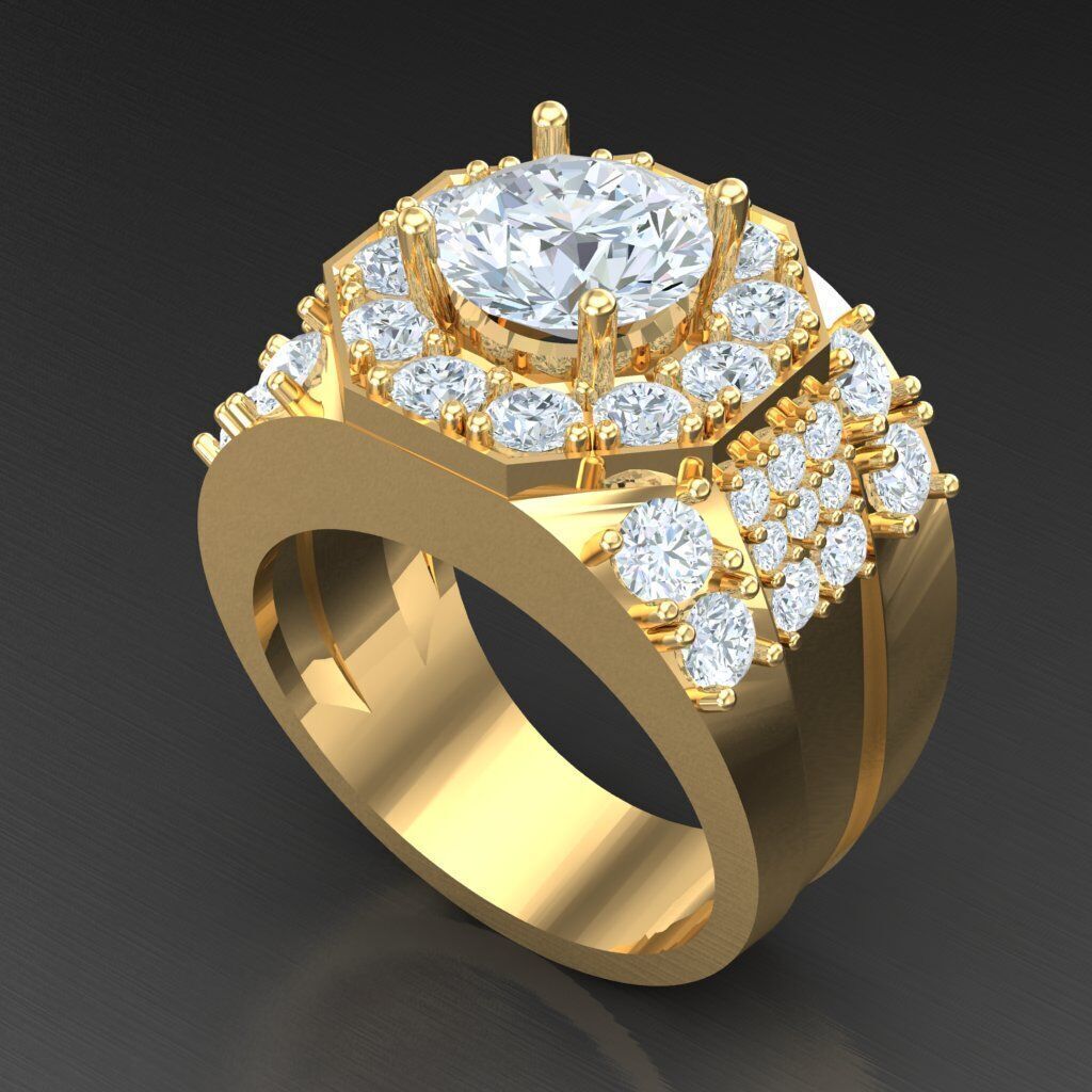 Top Diamond Men Ring STL 3DM 2MR026 3D model_8