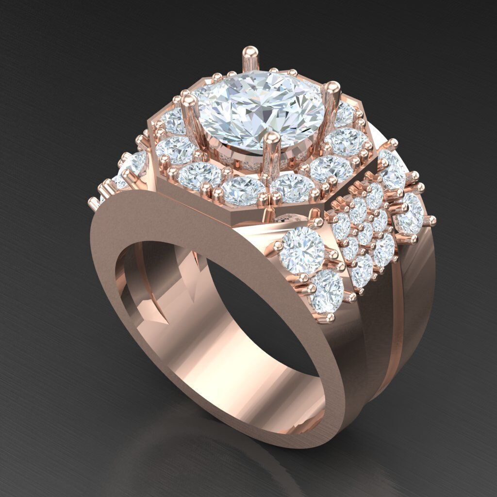 Top Diamond Men Ring STL 3DM 2MR026 3D model_7