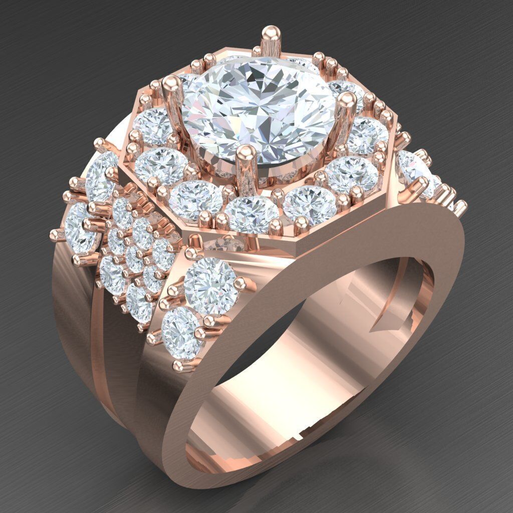 Top Diamond Men Ring STL 3DM 2MR026 3D model_4