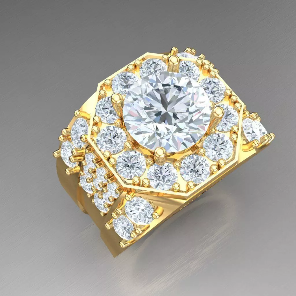 Top Diamond Men Ring STL 3DM 2MR026 3D model_0