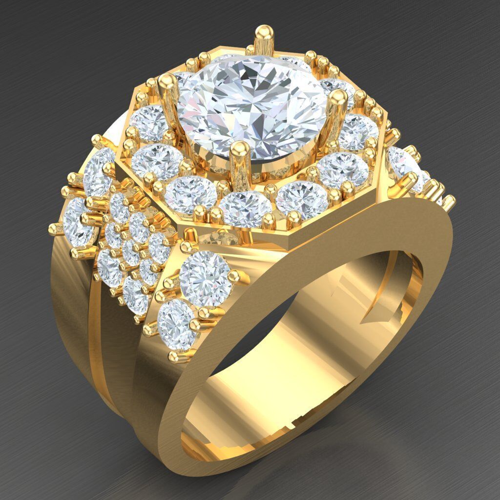 Top Diamond Men Ring STL 3DM 2MR026 3D model_1