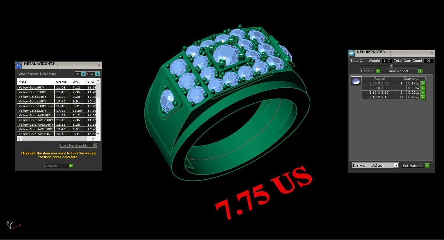 Top Diamond Men Ring STL 3DM 2MR018 3D model_2