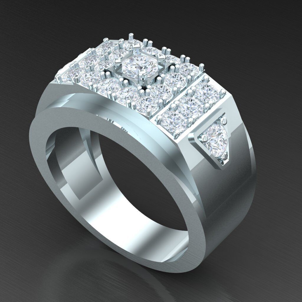 Top Diamond Men Ring STL 3DM 2MR018 3D model_7