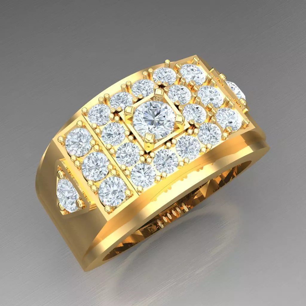 Top Diamond Men Ring STL 3DM 2MR018 3D model_0