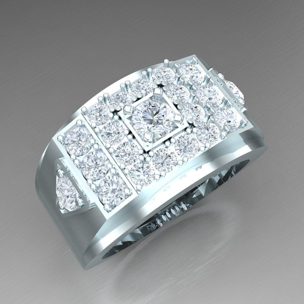 Top Diamond Men Ring STL 3DM 2MR018 3D model_11