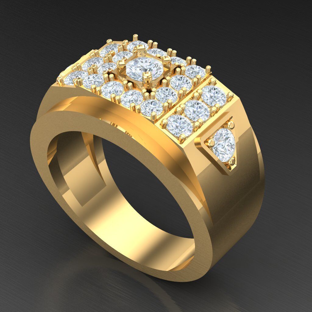 Top Diamond Men Ring STL 3DM 2MR018 3D model_8