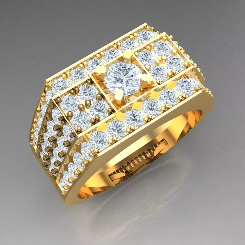 Top Diamond Men Ring STL 3DM 2MR011 3D model_0