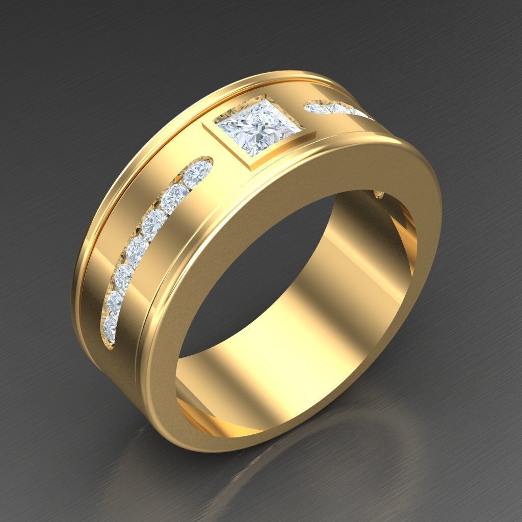 Top Diamond Men Ring STL 3DM 2MR007 3D model_1