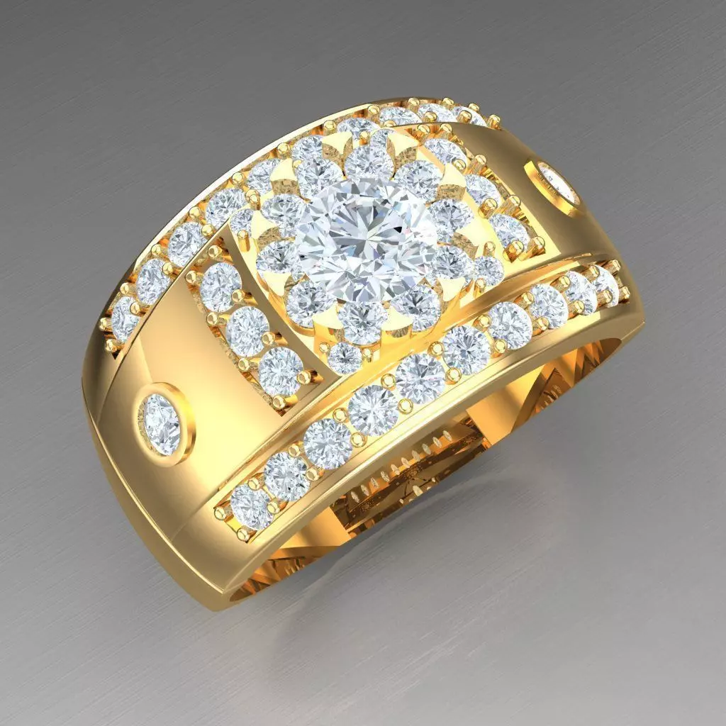 Top Diamond Men Ring STL 3DM 2MR006 3D model_0