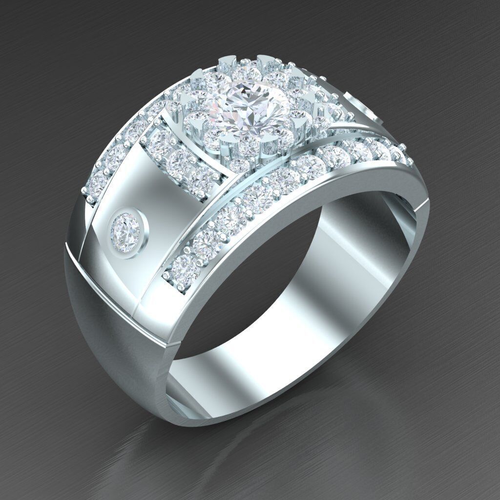 Top Diamond Men Ring STL 3DM 2MR006 3D model_4