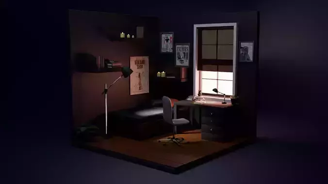 isometric study room