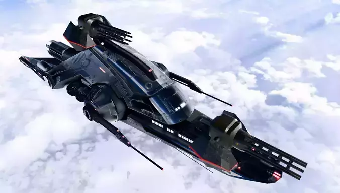 pirate space cruiser lowpoly Game Ready