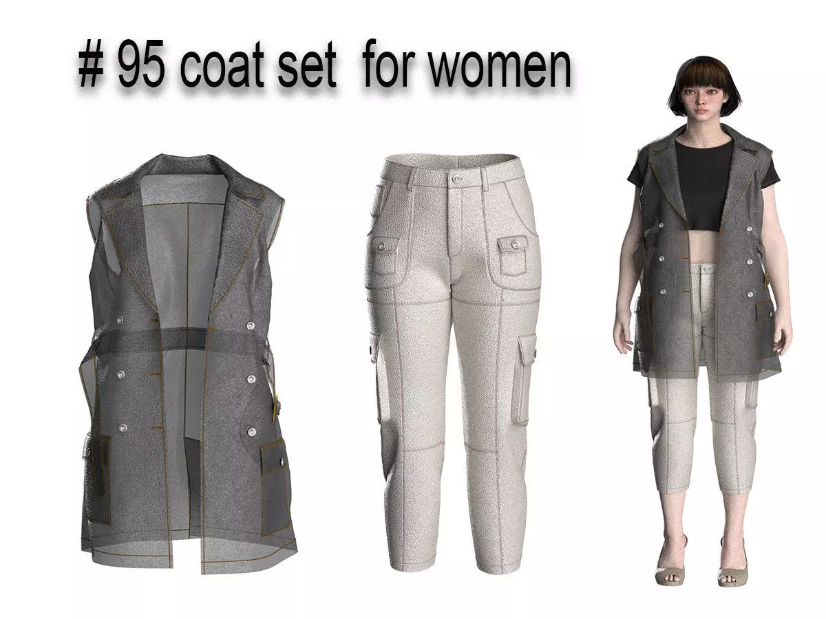 95 coat set for women 3D print model_0