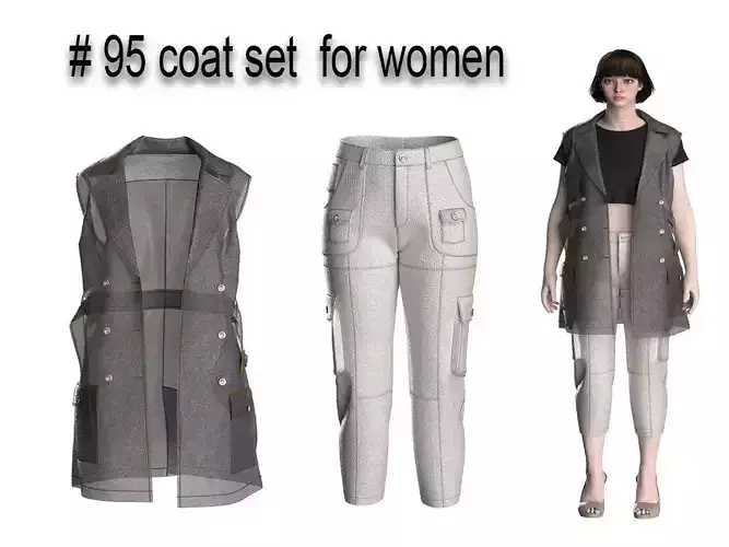95 coat set for women 3D print model 95 coat set for women 3D print model