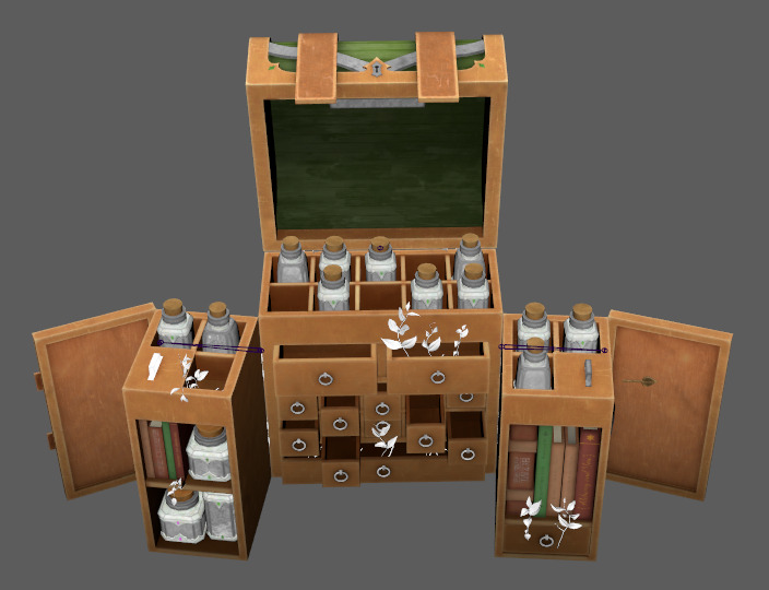 apothecary chest Alchemy herbs Storage Box medicine powder Low-poly 3D model_4