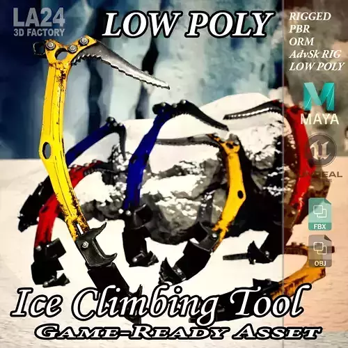 Technical Ice Climbing Tool  Low-poly 3D model