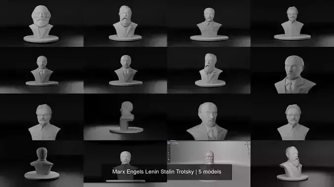 Marx Engels Lenin Stalin Trotsky 3D Model Collection