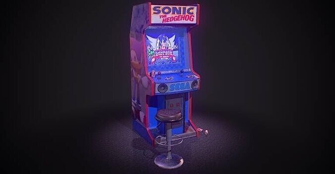 arcade-cabinet-sonic Low-poly 3D model