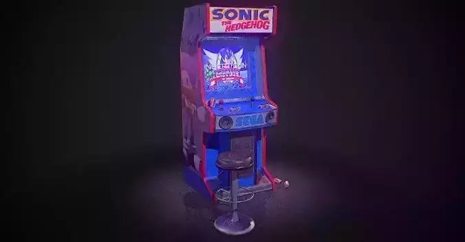 arcade-cabinet-sonic Low-poly 3D model