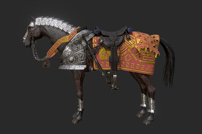 armored horse Low-poly 3D model