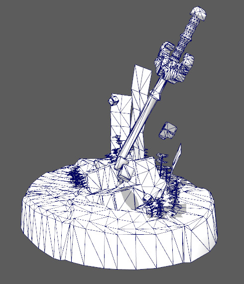 Underwater Stone Sword Low-poly 3D model_9