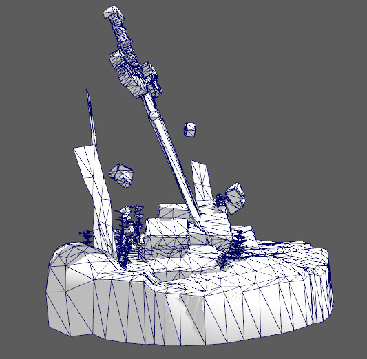 Underwater Stone Sword Low-poly 3D model_7