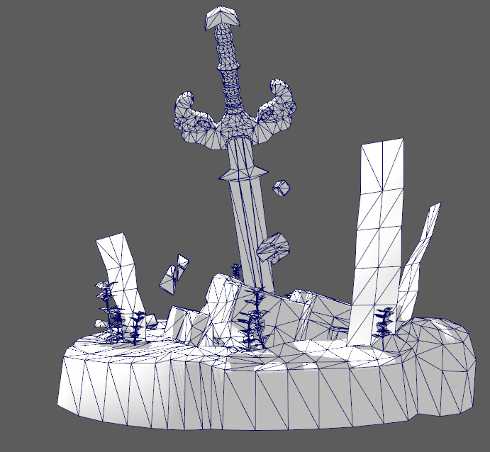 Underwater Stone Sword Low-poly 3D model_8