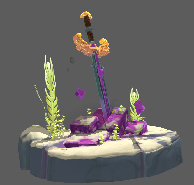 Underwater Stone Sword Low-poly 3D model_3