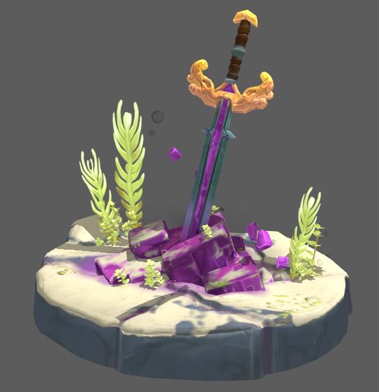 Underwater Stone Sword Low-poly 3D model_4