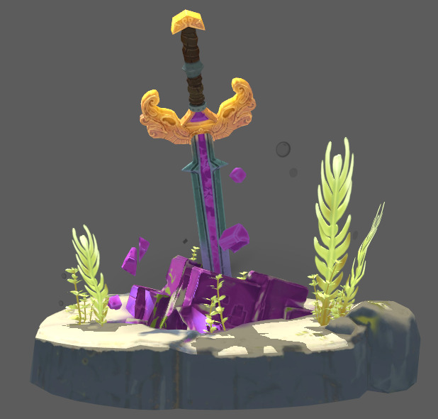 Underwater Stone Sword Low-poly 3D model_2