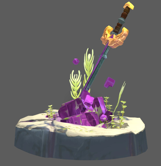 Underwater Stone Sword Low-poly 3D model_5