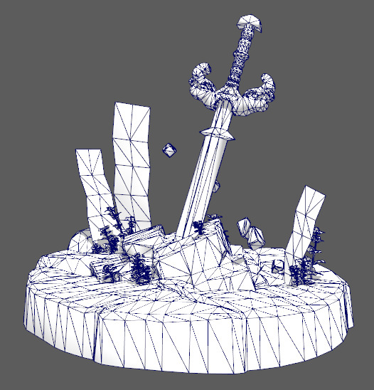 Underwater Stone Sword Low-poly 3D model_10