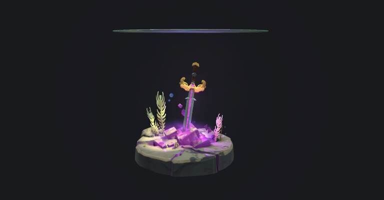 Underwater Stone Sword Low-poly 3D model_1