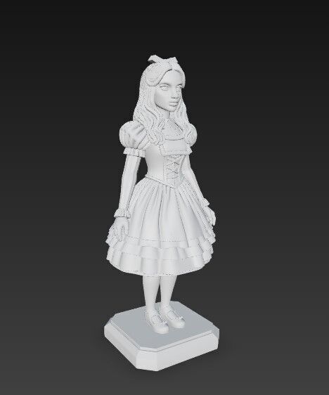  Gothic Style Alice in Wonderland Figurine  Collectors Design 3D model_1